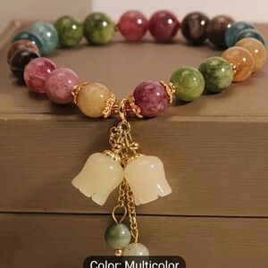 CHIC AMETHYSTS BEAD BRACELET WITH FLOWER